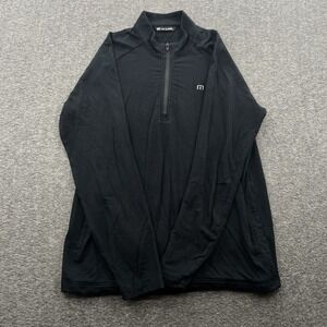 Travis Mathew 1/4 Zip Sweater Mens M Rayon Black Golf Stretch Pullover Comfort